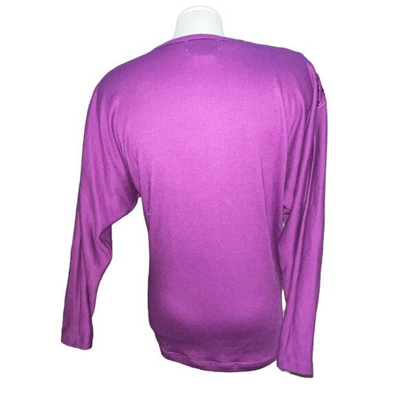 Vintage Cervelle Embroidered Patch Front Crew Neck Blouse Sz Small Womens Purple - Picture 2 of 10